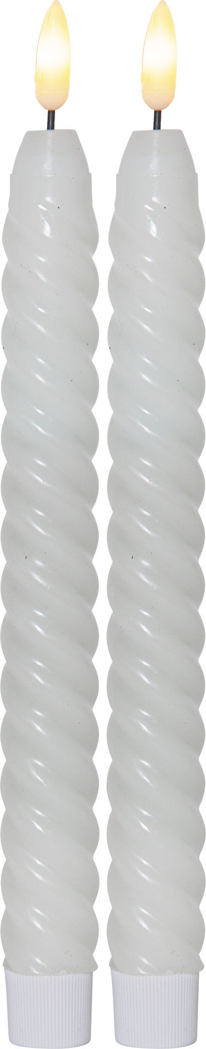 LED Dinner Kerze 2er Pack Flamme Swirl - Indoor, Weiss, 25.00 cm Höhe,  Timerfunktion