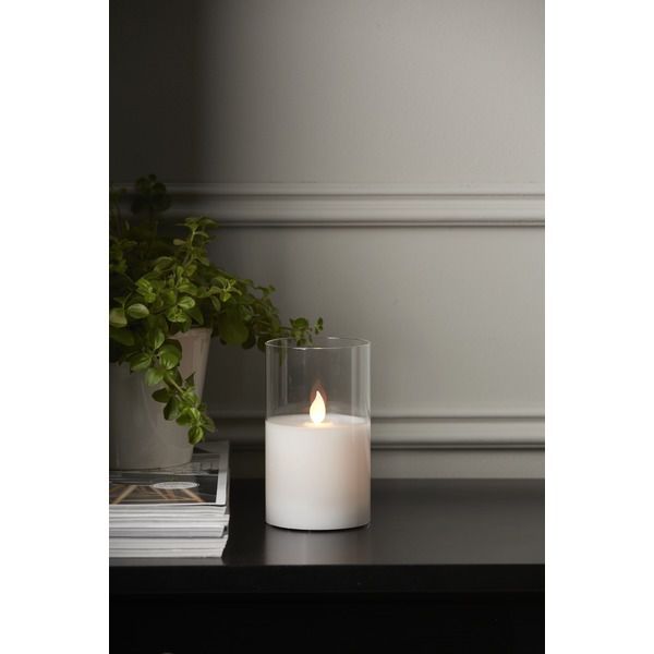 LED Pillar Kerze M-Twinkle - Indoor, Weiss, 12.5cm Höhe, Timerfunktion
