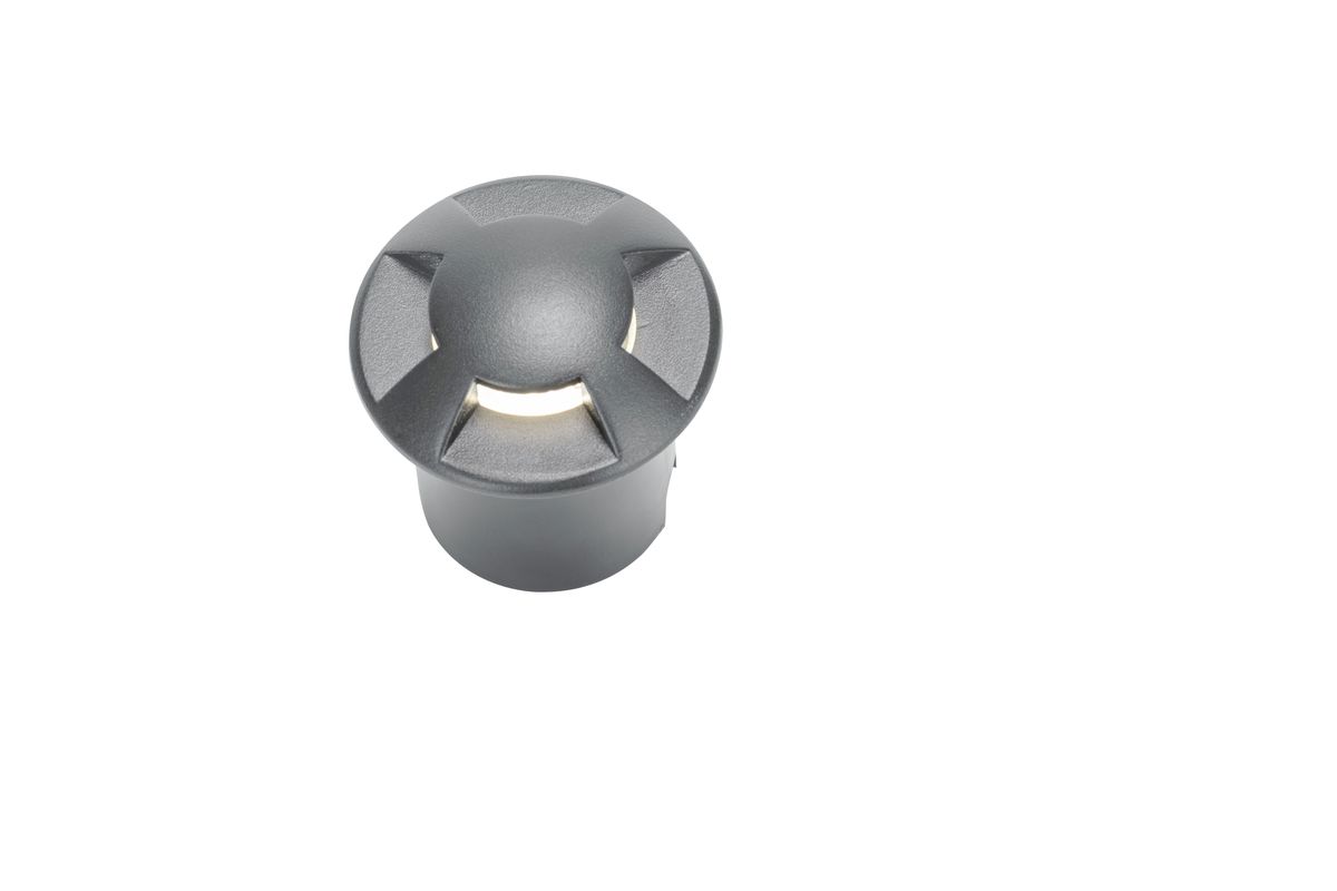 Playlight 24V Bodeneinbauspot Gitter - 24V DC, 1W, 60lm, 3000K, IP67, anthrazit