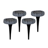 4er-Set LED-Solar Bodenleuchte mit Erdspieß - d:11.5cm grau - IP44, kaltweiss, W