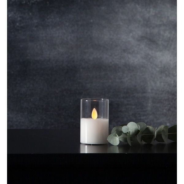 LED Pillar Kerze M-Twinkle - Indoor, Transparent, 7.5cm Höhe, Timerfunktion