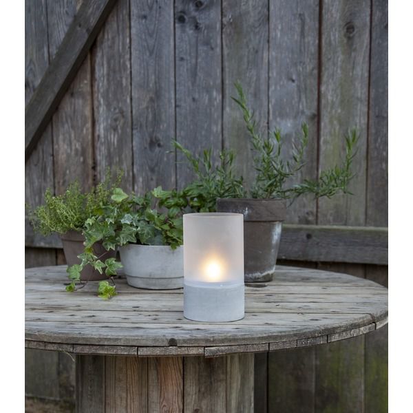 Laterne Cemmy - Indoor, Grau, 18cm Höhe, Timerfunktion