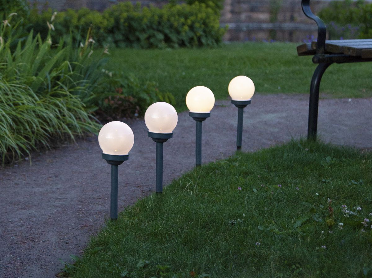Solar Poller-Leuchte 4 Pack Globus - Weiss, Lichtfarbe Warmweiss