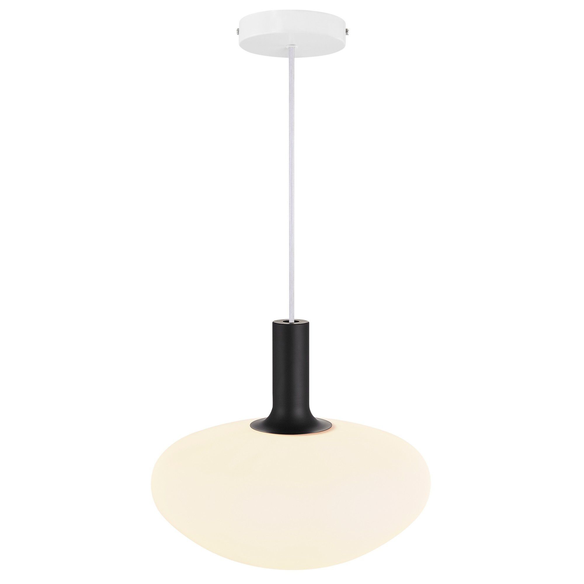 Alton 35 Pendelleuchte - E27 60W schwarz / Opalweiss glas 35cm Durchmesser