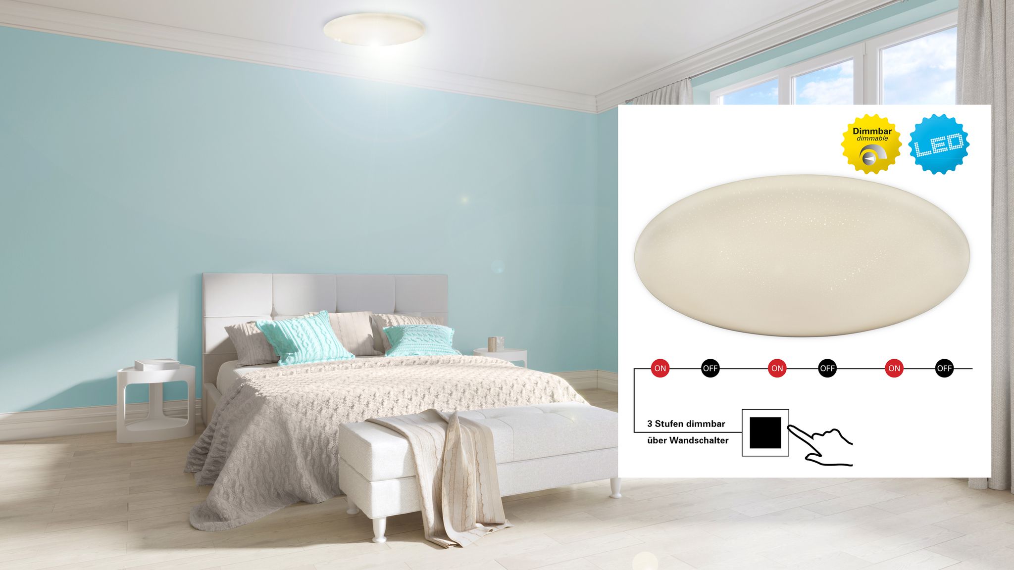 LED Deckenleuchte Ravenna d:52cm - LED fest verbaut, 4000K, neutralweiss