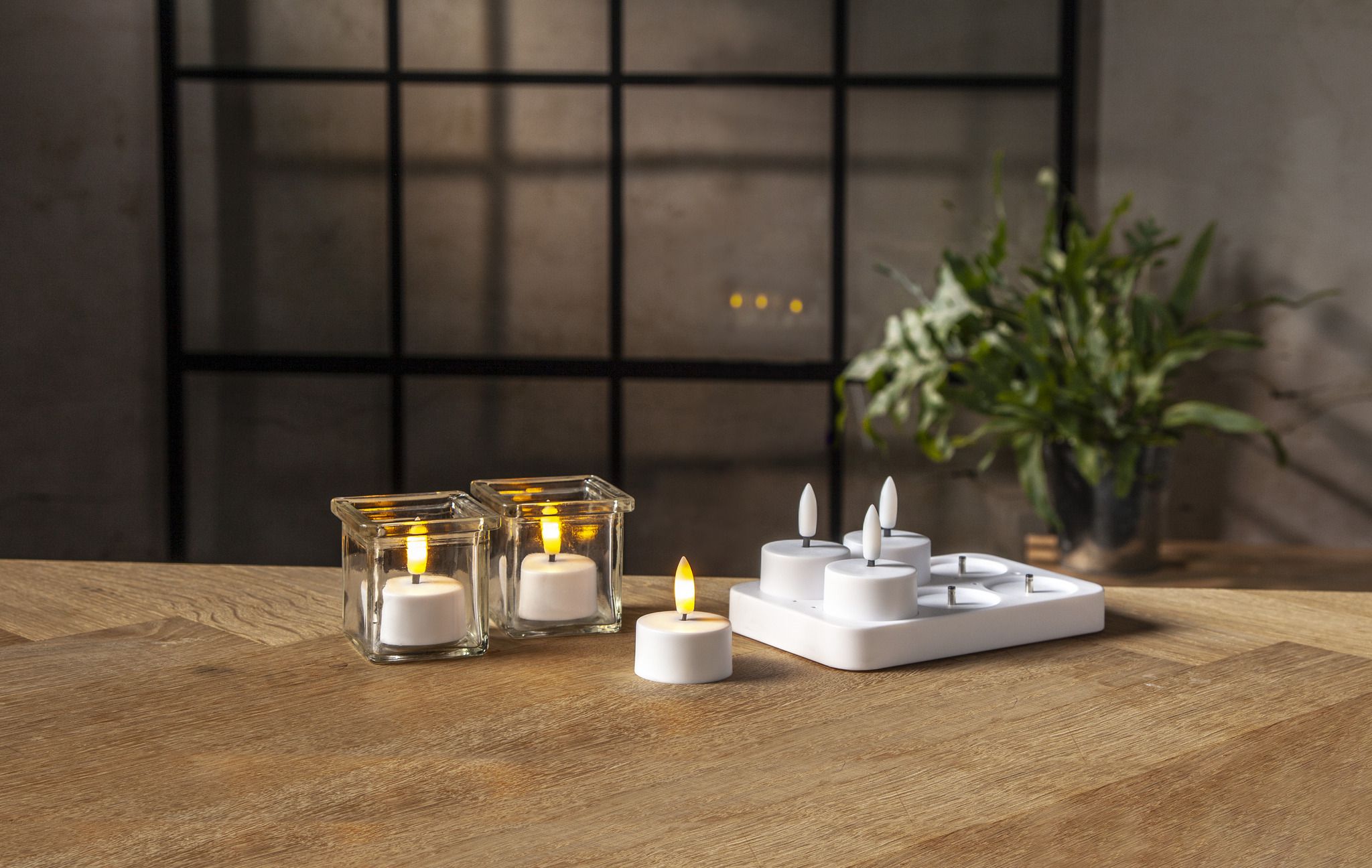 LED Teelicht 6 Pack Flamme Charge - Indoor, Weiss