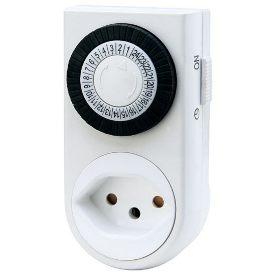 Timer meccanico - kürzeste Schaltzeit 30min. T12-T13, Indoor, 230V/10A, max. 2300W, weiss/schwarz, eingeschweisst=BULK