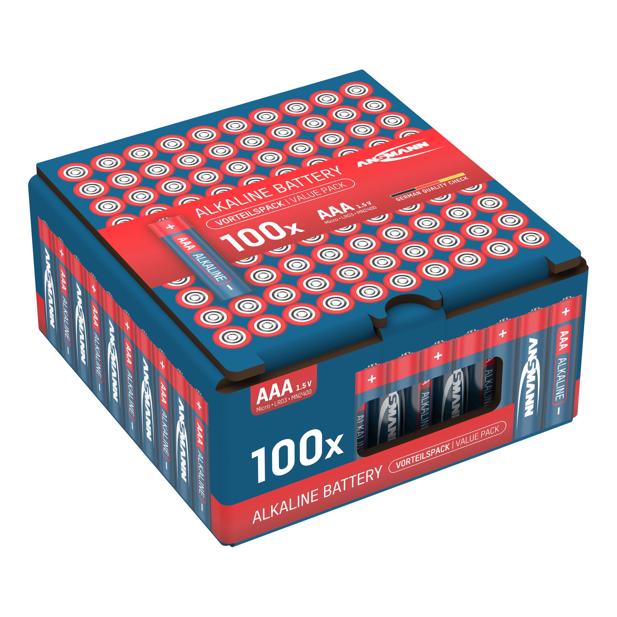 Alkaline Batterien 100er Vorteilspack 10x10 AAA - LR03/AAA Batterien 100er Box Retailverpackung