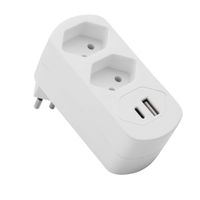 Abzweigstecker drehbar 2xT13 mit USB PD30W weiss (offen) - Abzweigstecker drehbar 2xT13 mit USB PD30W weiss (offen)