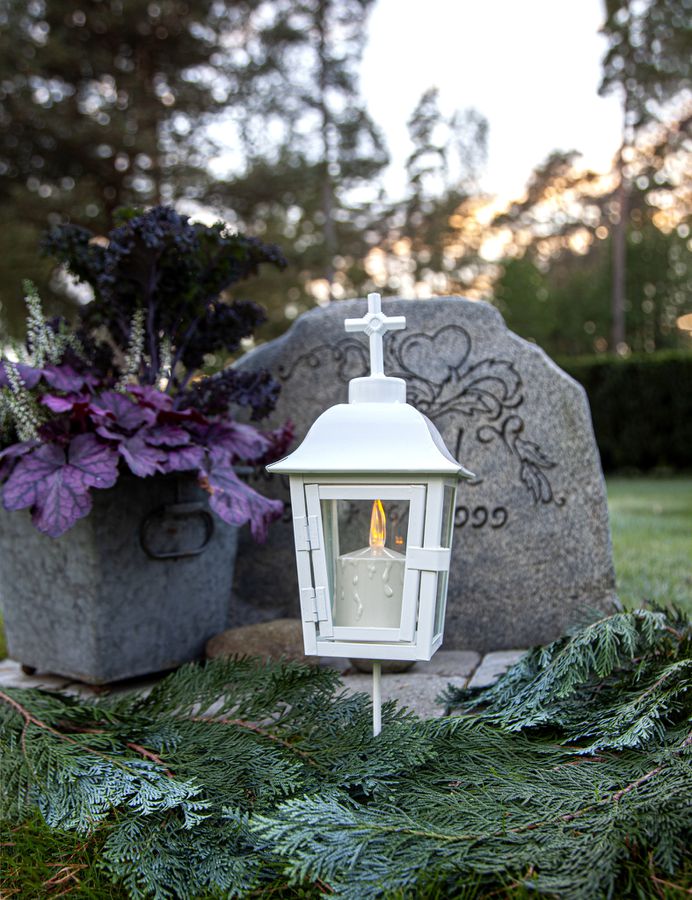 Laterne Serene - Outdoor, Weiss, 45cm Höhe, Timerfunktion