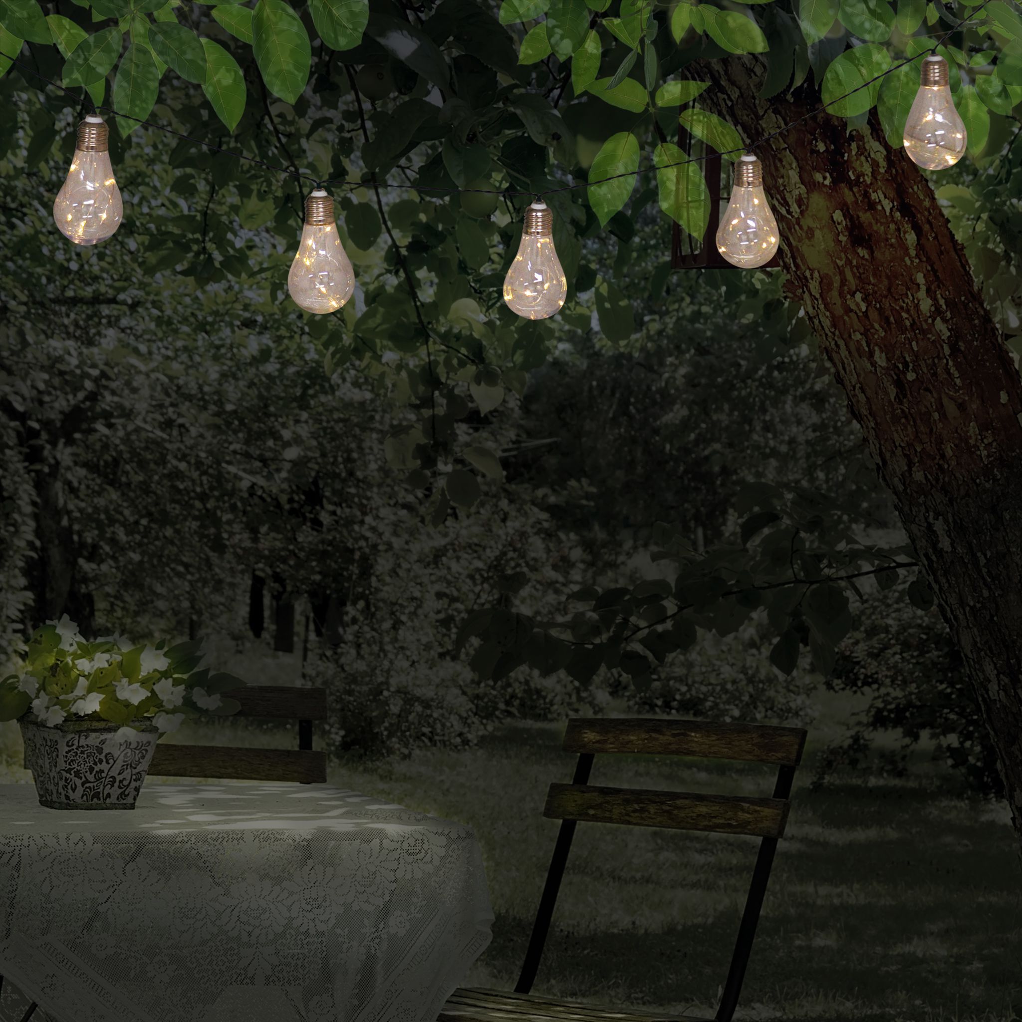 LED/Solar Lichterkette Glühbirne - IP44, warmweiss, 3W