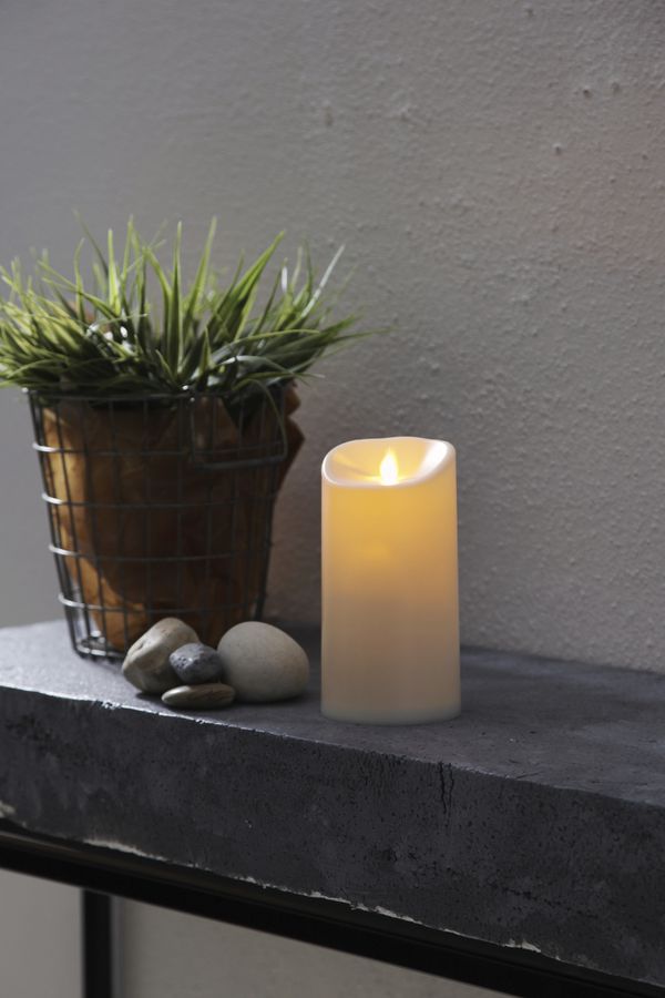 LED Pillar Kerze M-Twinkle - Outdoor, Elfenbein, 15cm Höhe, Timerfunktion