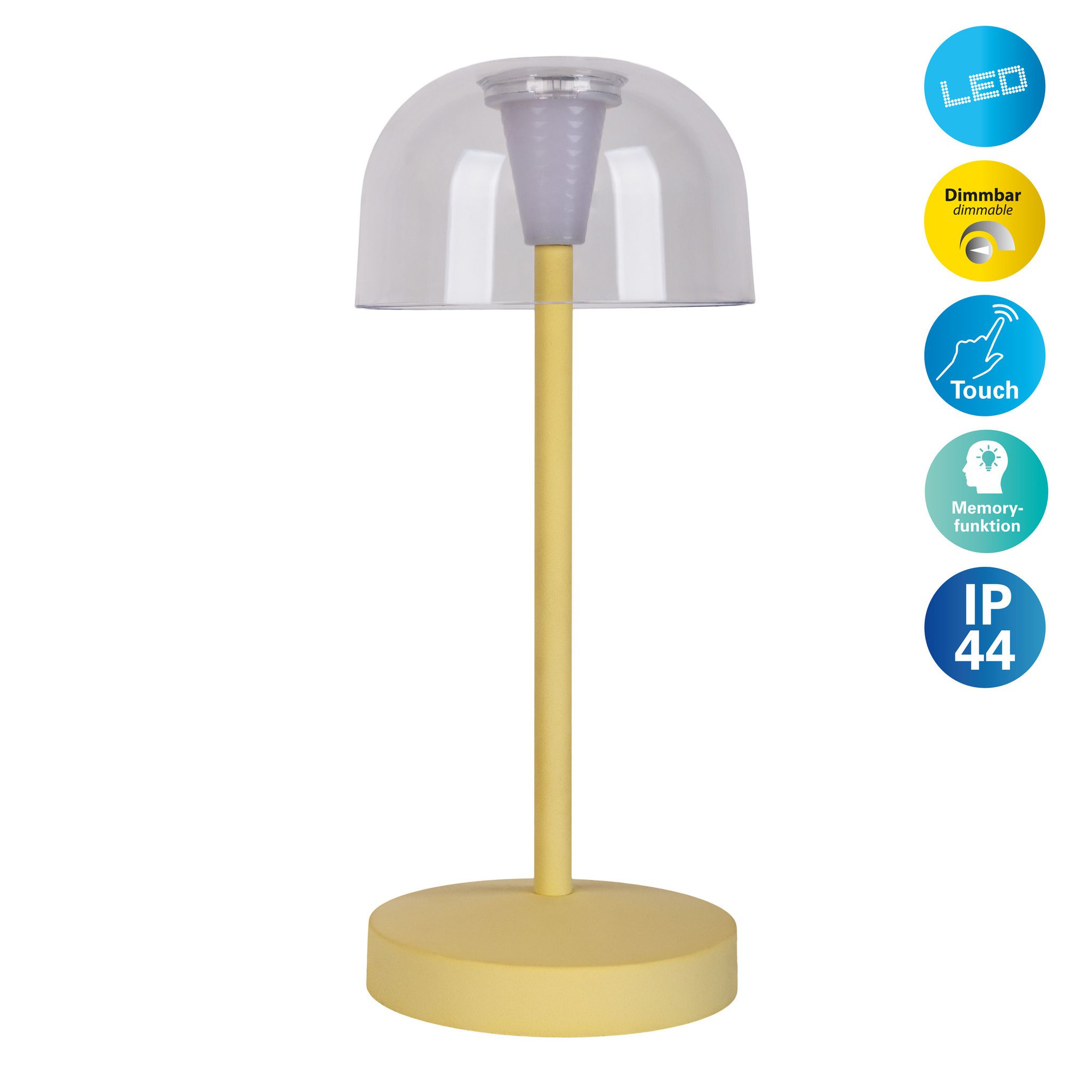 Akku- Tischleuchte GOMBA gelb 2er Set - LED-Modul, 1W, IP54