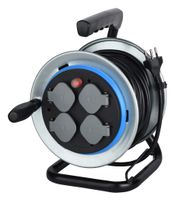 Avvolgicavi - 4x T13, 20m Kabel H05VV-F 3G1.0mm2, Metall, fixiertes Center, Thermoschutzschalter, IP20