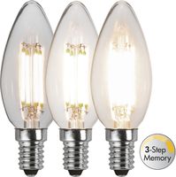 LED Leuchtmittel E14 C35 Klar 3-step - E14, 470Lm, 3000K, 4.2W, 220-240VAC