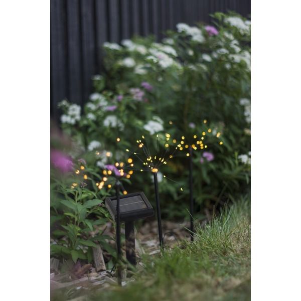 Solar Decoration Firework - Schwarz, Lichtfarbe Warmweiss