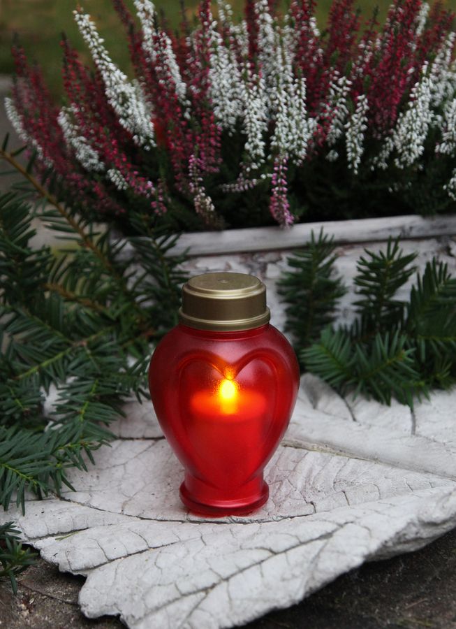 Grablicht-Display Serene - Outdoor, Rot, 41cm Höhe, keine Timerfunktion