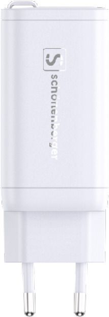 67W GaN 2-Port Fast Charger integr. USB-C Cable - Out: USB-C / USB-A: 67W PD, integriertes 70cm USB-C Kabel, weiss