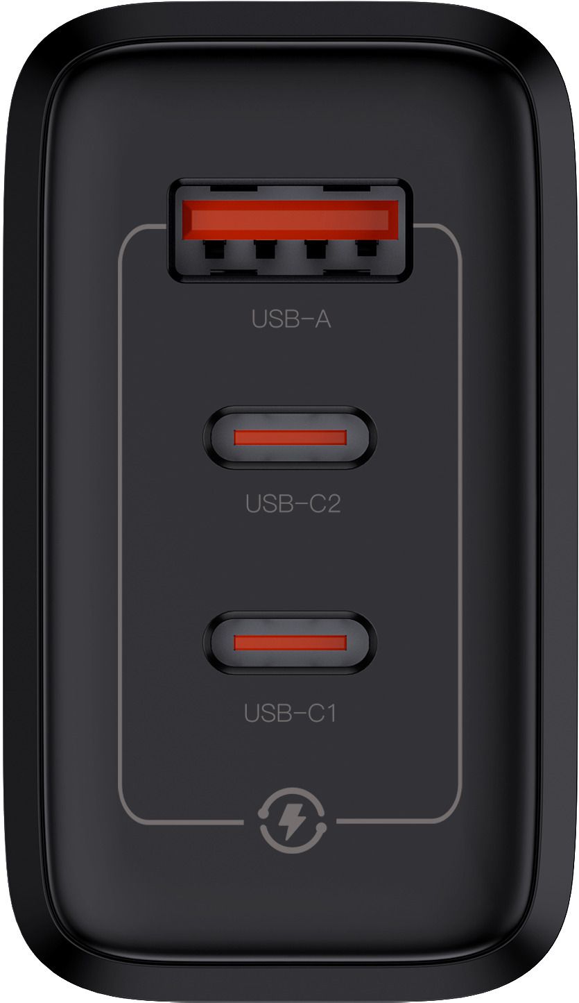 Fast Charger 65W GaN 3-Port - Out: USB-C1/C2: 65W PD, shared Max: 65W, USB-A: 60W, inkl. 1.0m 140W USB-C to C Kabel, schwarz