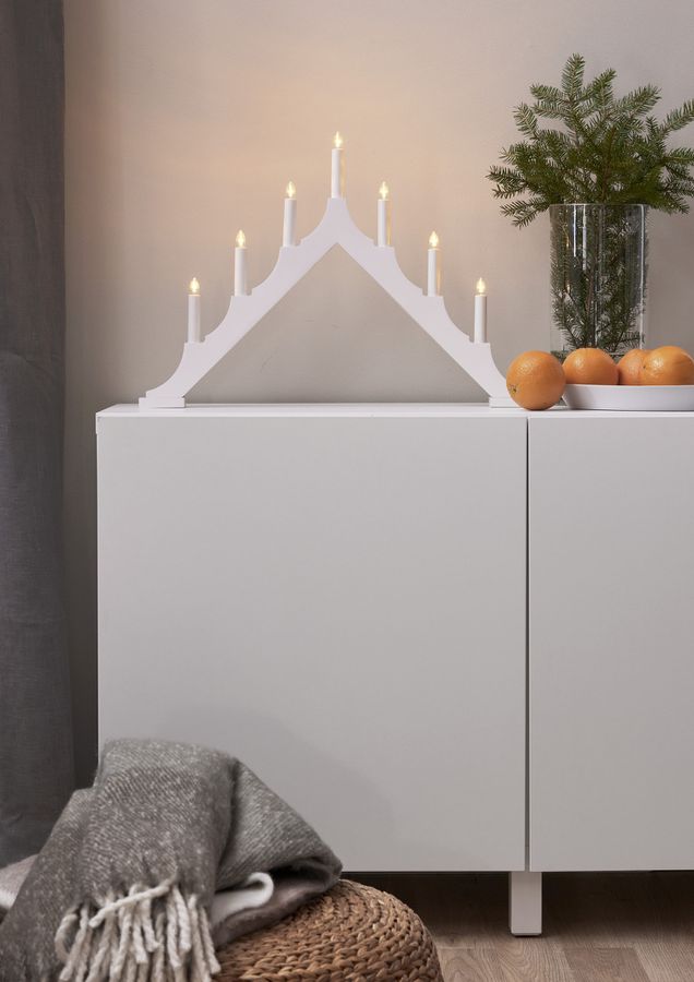 Kerzenhalter Alma - Indoor, Kaltweiss, Weiss