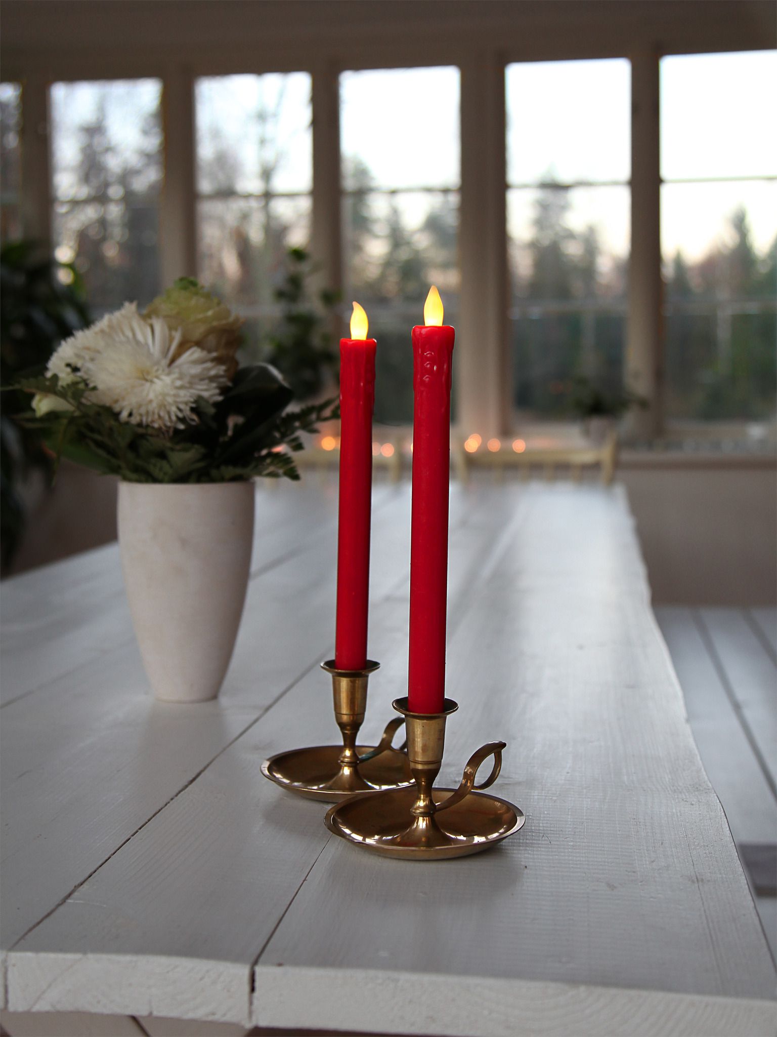 Bougie à Dîner à LED 2-Set Press - Indoor, Rot, 25cm Höhe, keine Timerfunktion