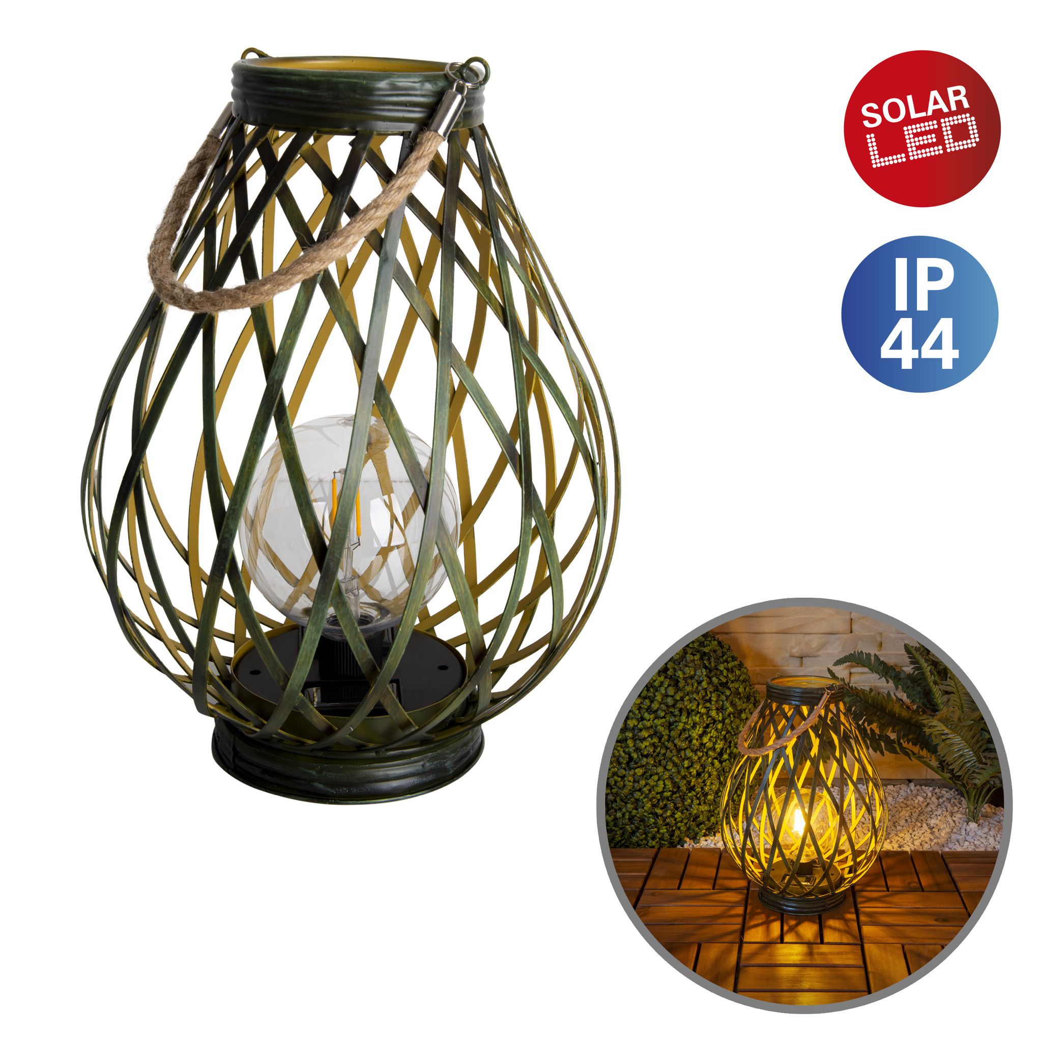 LED Deko-Solarleuchte h: 31cm grüngold - LED Deko-Solarleuchte h: 31cm grüngold