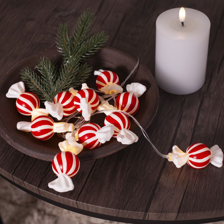 Lichterkette Bonbon - Indoor, Warmweiss, Rot