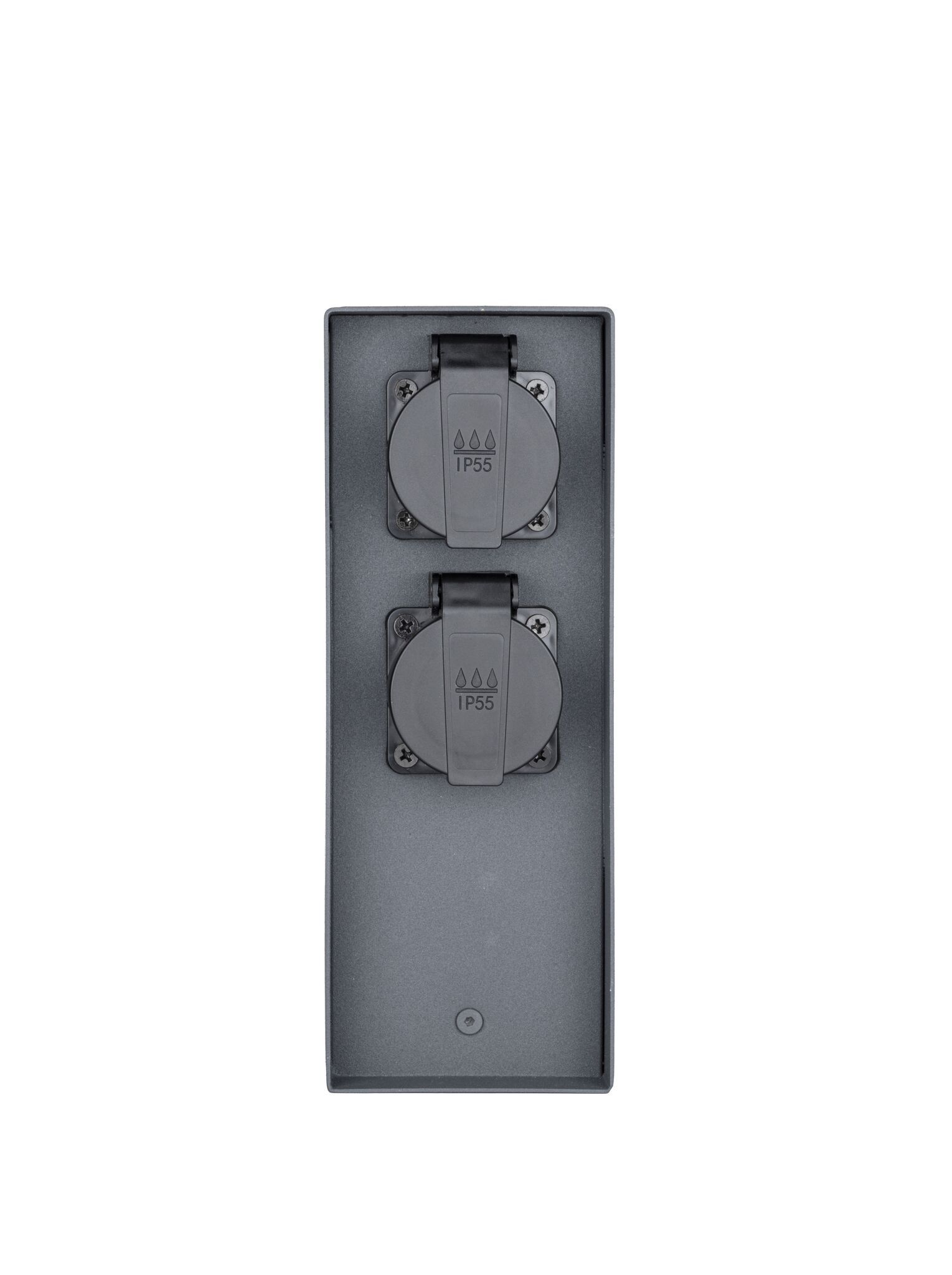 IP55 Smarte Energiesäule 3xT13 - 230V AC, max. 10A, 3xT13, IP55, schwarz-matt, rostfrei, Überlastschutz, L=125mm, B=85mm, H=230mm