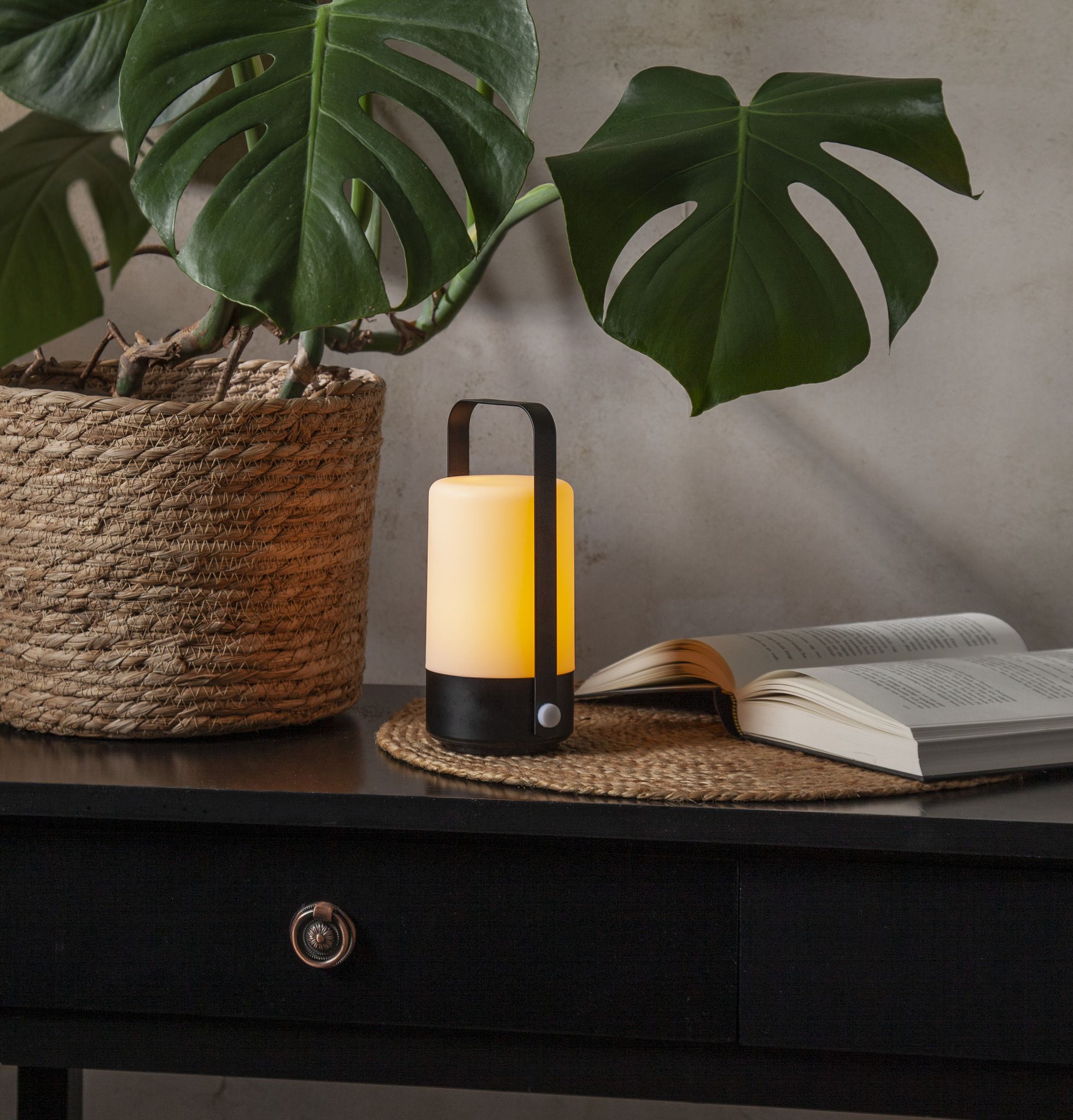 LED Laterne Flame - Outdoor, Schwarz, 19cm Höhe