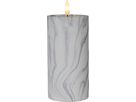 LED Pillar Kerze Flamme Marble - Indoor, Grau, 17.5cm, Timerfunktion