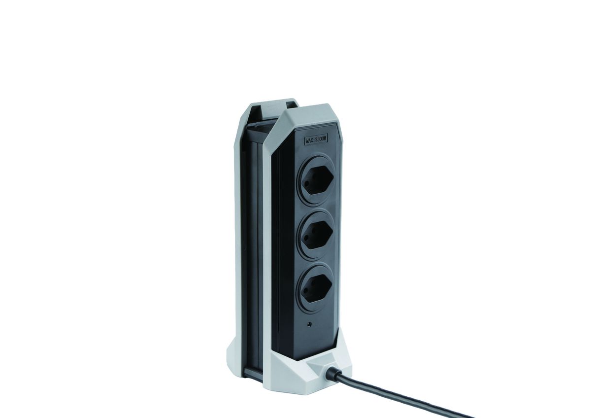 Power Tower - 4xT13 horizontal, 2.0m Kabellänge, 1xUSB-A, 2xUSB-C