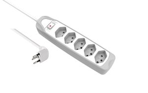 Fix-Line Silikon Steckdosenleiste 5xT13 - 5xT13, 1.5m Kabel, H05VV-F 3G1mm2, grau,  Kinderschutz