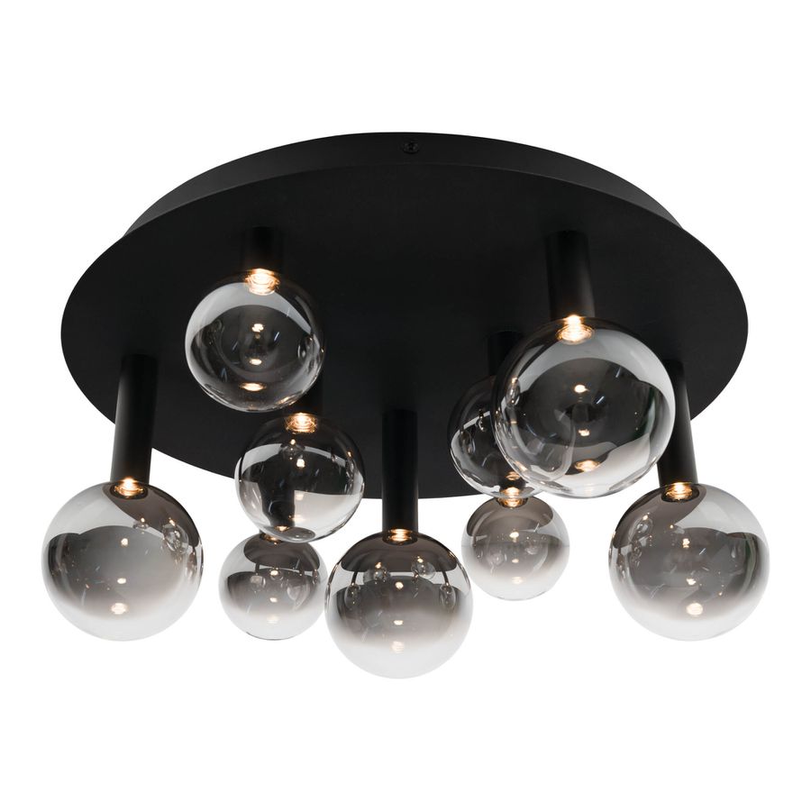 9er LED Deckenleuchte  SINGAPUR  : 45cm schwarz - IP20, LED-Modul, Schwarz