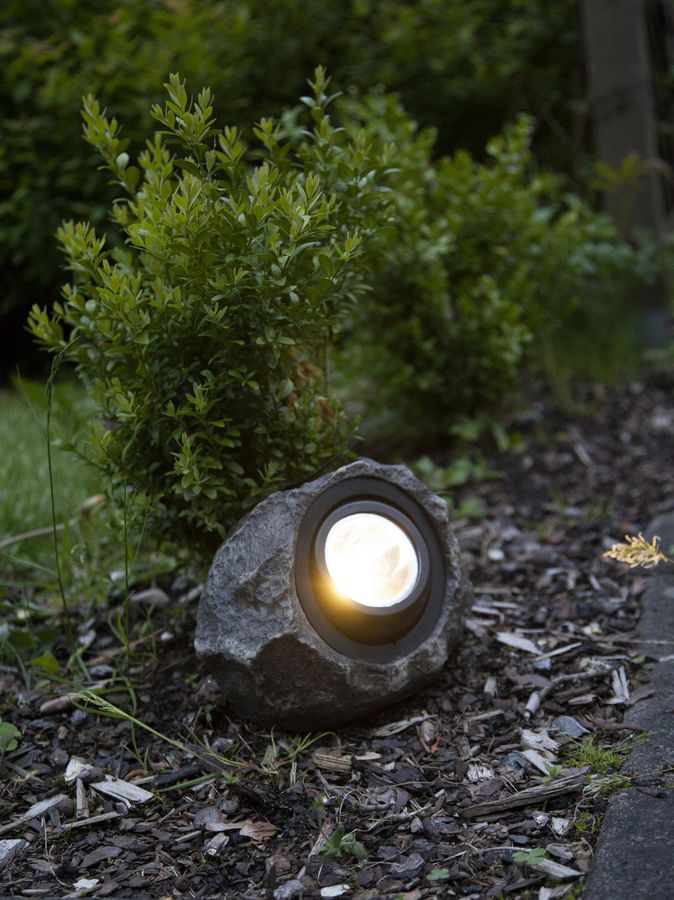 Décoration solaire Rocky - Grau, Lichtfarbe Warmweiss
