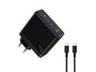 Fast Charger 140W GaN 3-Port - Out: USB-C1: 140W PD, USB-C2: 100W PD, USB-A: 60W inkl. 1.0m 140W USB-C to C Kabel, schwarz