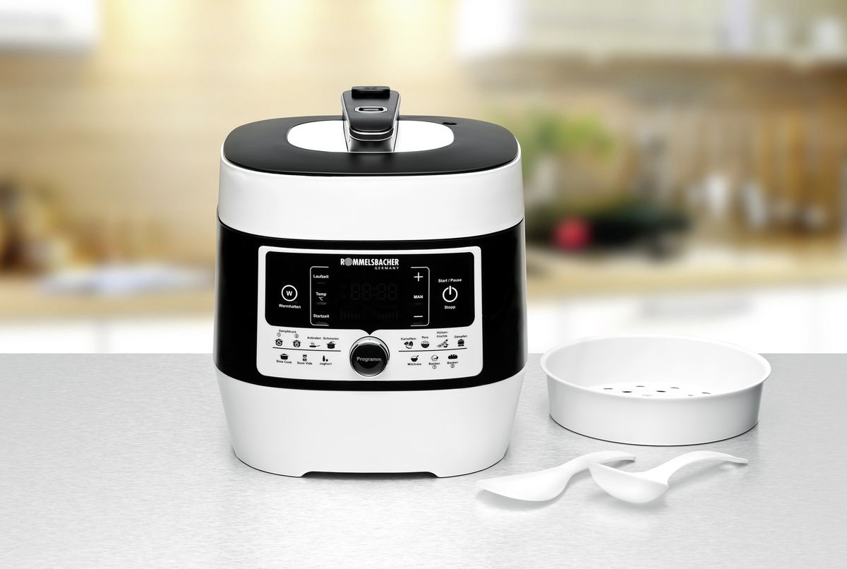 Vapore elettrico a pressione e multi-cucina MD 1000 - Dampfdruck- & Multikocher , Weiss/schwarz, 1000W