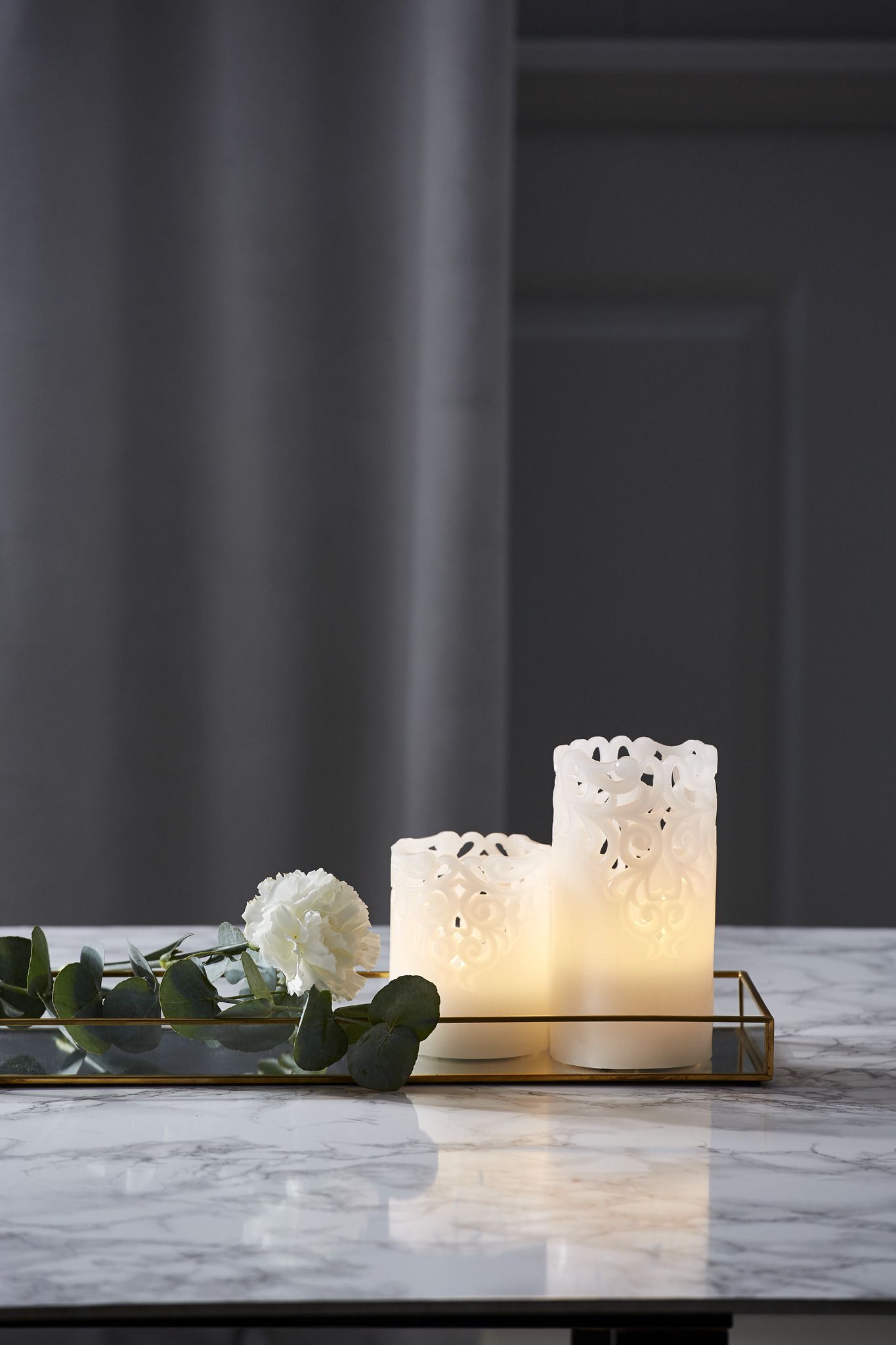 Bougie à cire LED Clary - Indoor, Weiss, 15cm Höhe, Timerfunktion