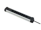 ALU Steckdosenleiste USB-C - 8xT13, 1x USB-C + 2x USB-A max. 3.4A - PD 20W, 2.0m Zuleitung, Stecker T12, Aluminium/schwarz