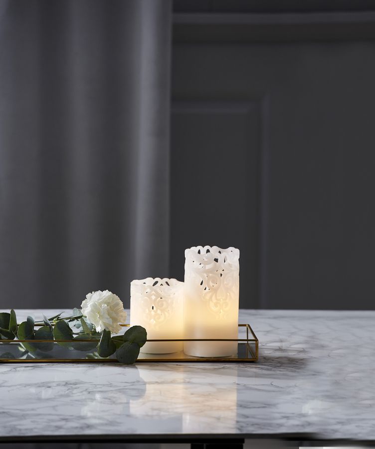 Bougie à cire LED Clary - Indoor, Weiss, 15cm Höhe, Timerfunktion