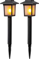 Solar Poller-Leuchte 2 Pack Flame Mini - Schwarz, Lichtfarbe Gelb