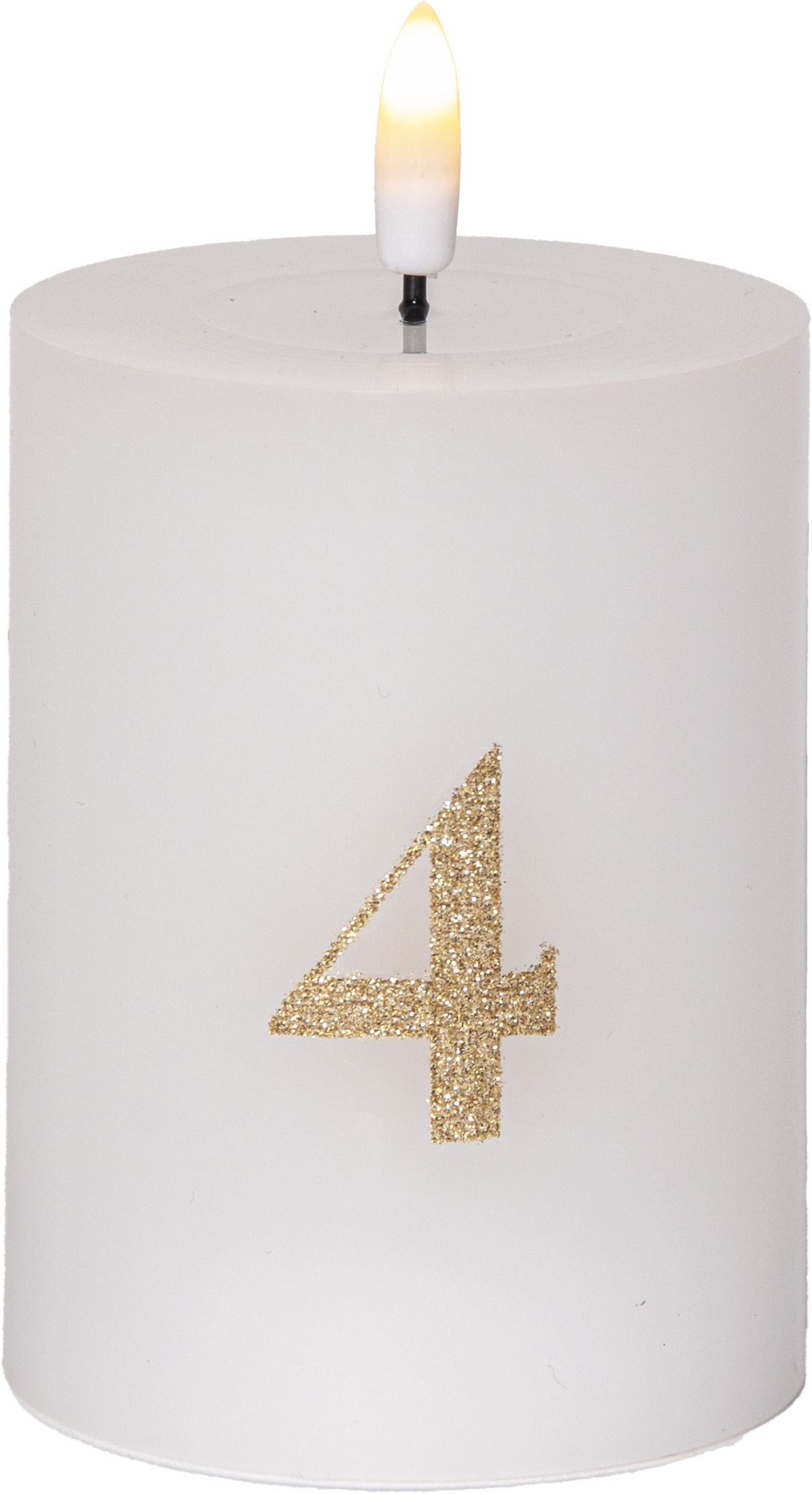 LED Pillar Kerze 4 pack Flamme Advent - Indoor, Weiss, 12.50 cm Höhe, Timerfunktion