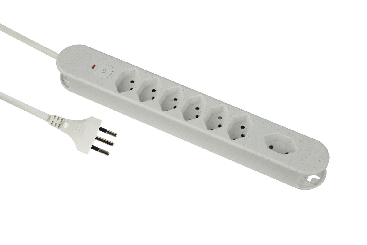 Steckdosenleiste Re:Life - 7x T13., 1.8m Kabel, weiss