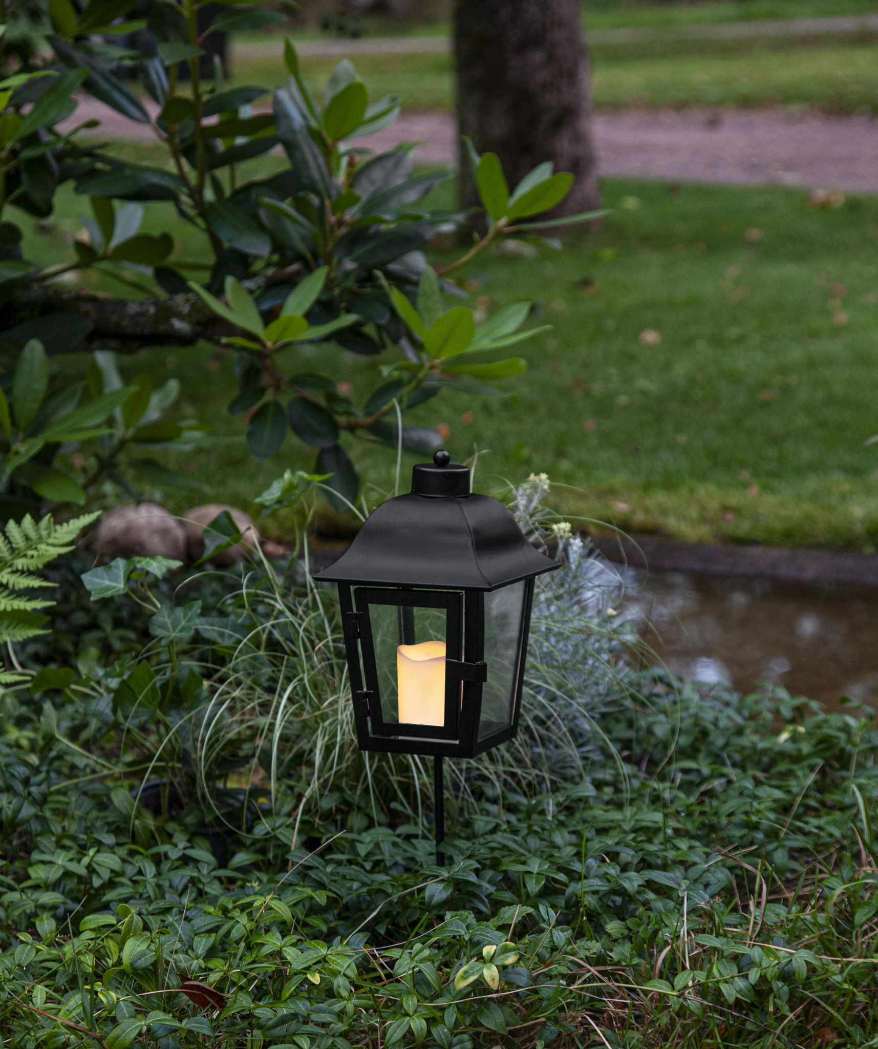 Laterne Serene - Outdoor, Schwarz, 45cm Höhe, Timerfunktion