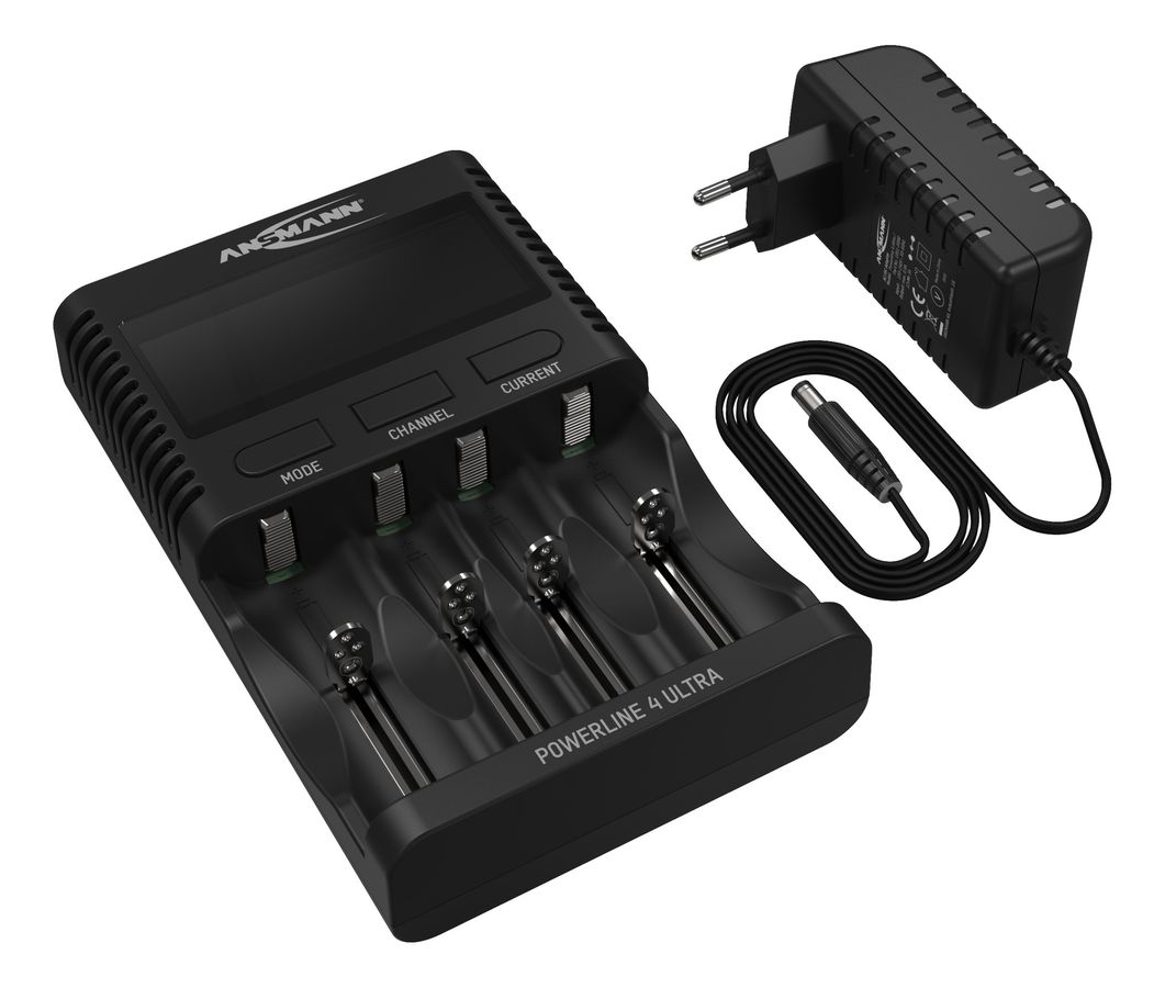 Powerline 4 Ultra - 4x AA/AAA NiMH Akkus, Ladegerät mit 5 Ladeprogrammen