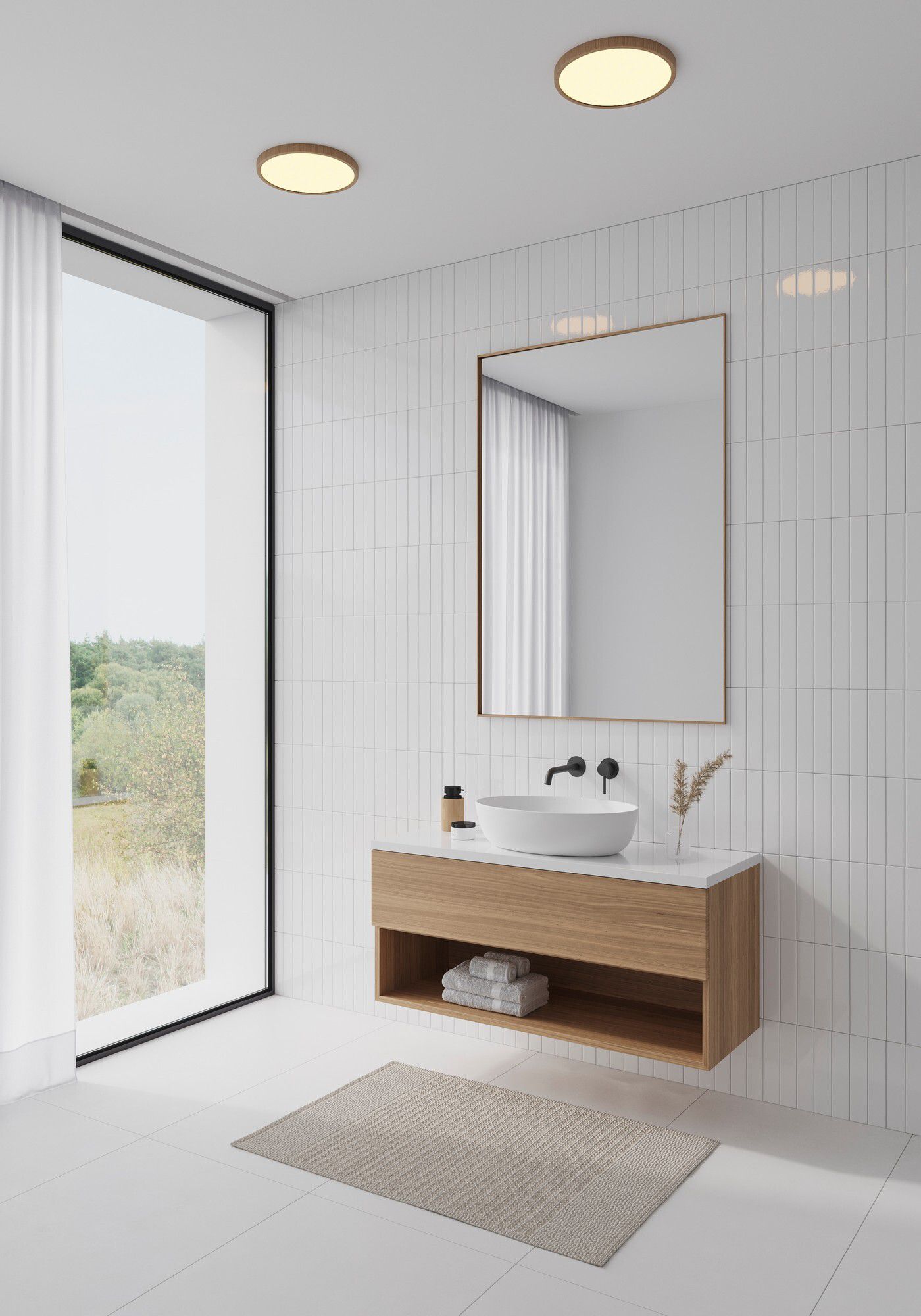 Oja 29 - IP54 2700K Dim Deckenleuchte Holzfolie