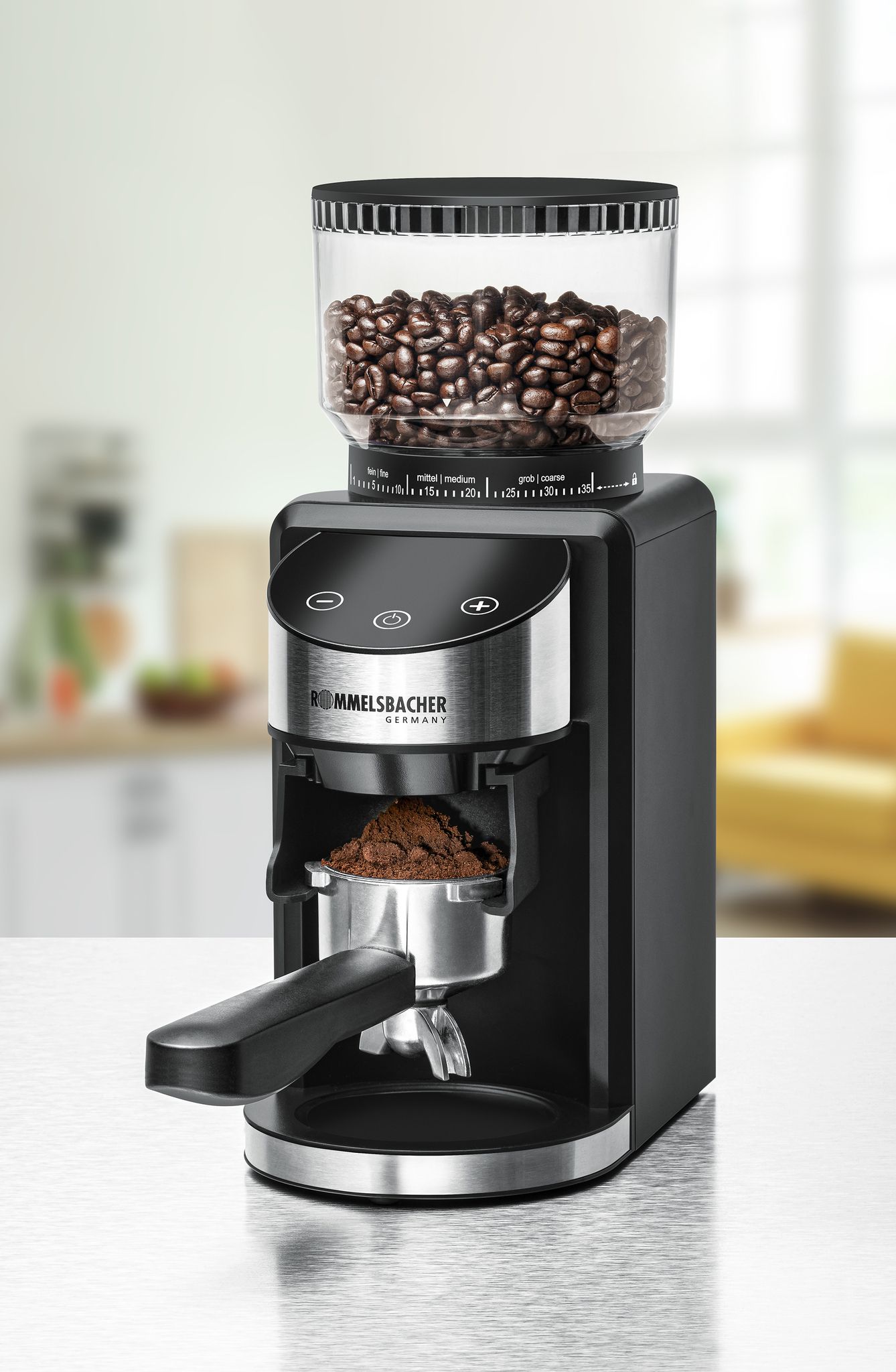 Kaffeemühle EKM 400 mit Kegelmahlwerk - Kaffeemühle mit Kegelmahlwerk , Schwarz/silber, 150W