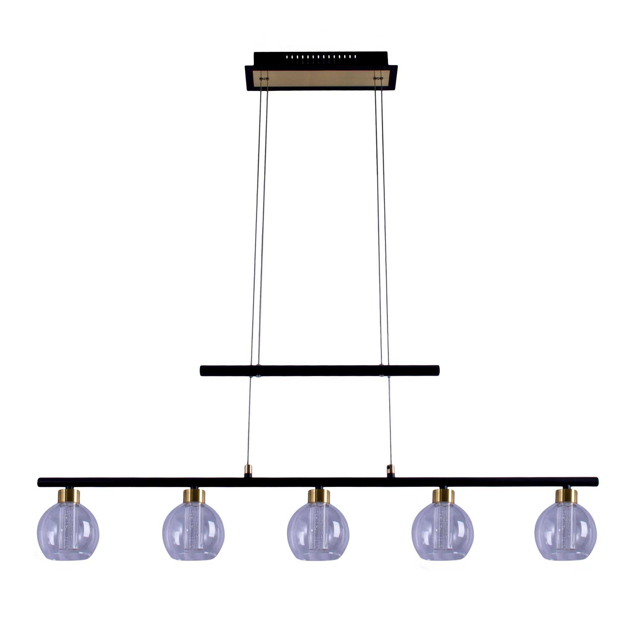 LED Glas-Pendelleuchte BRASS L: 90 cm / schwarz - LED fest verbaut, IP20, 76.5W, 230V
