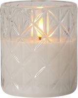 LED Pillar Kerze Flamme Romb - Indoor, Transparent, 10 cm höhe, Timerfunktion