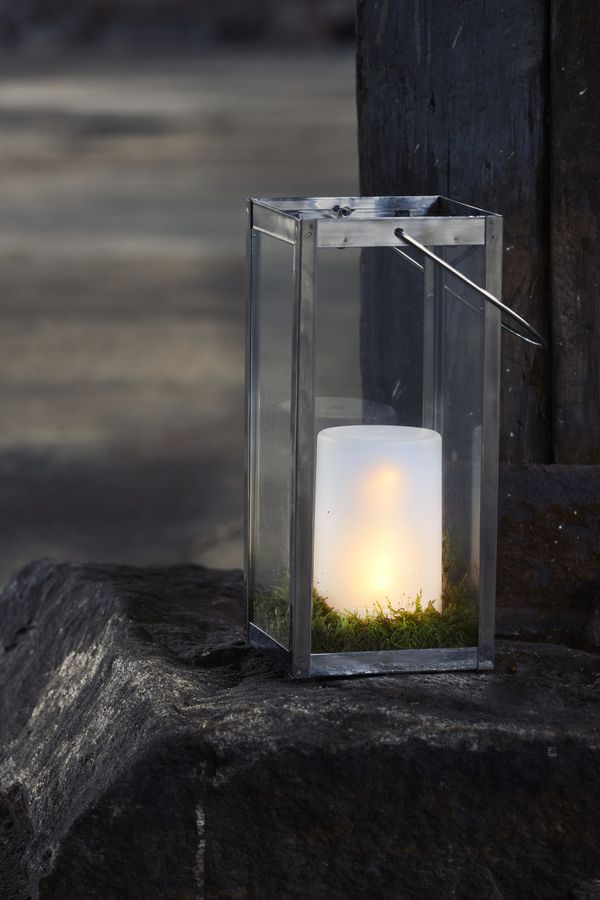 LED Pillar Kerze Flame Kerze - Outdoor, Weiss, 14.5cm Höhe, IP44, Timerfunktion