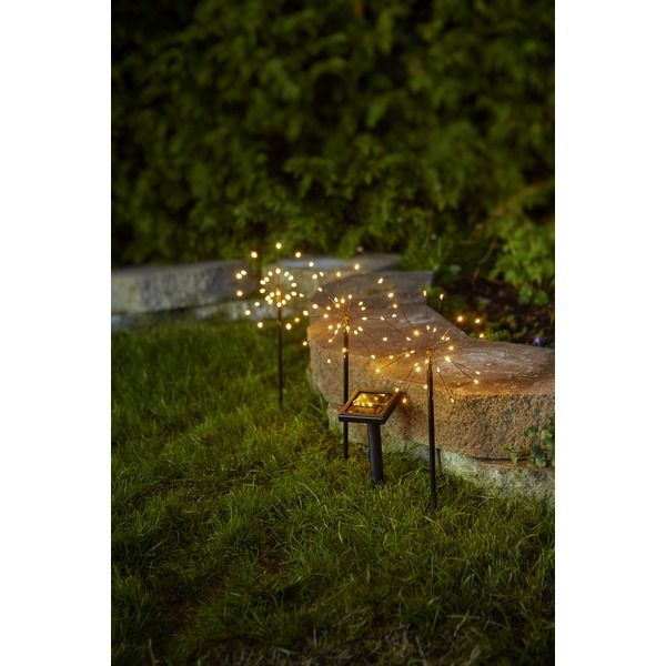Solar Decoration Firework - Schwarz, Lichtfarbe Warmweiss